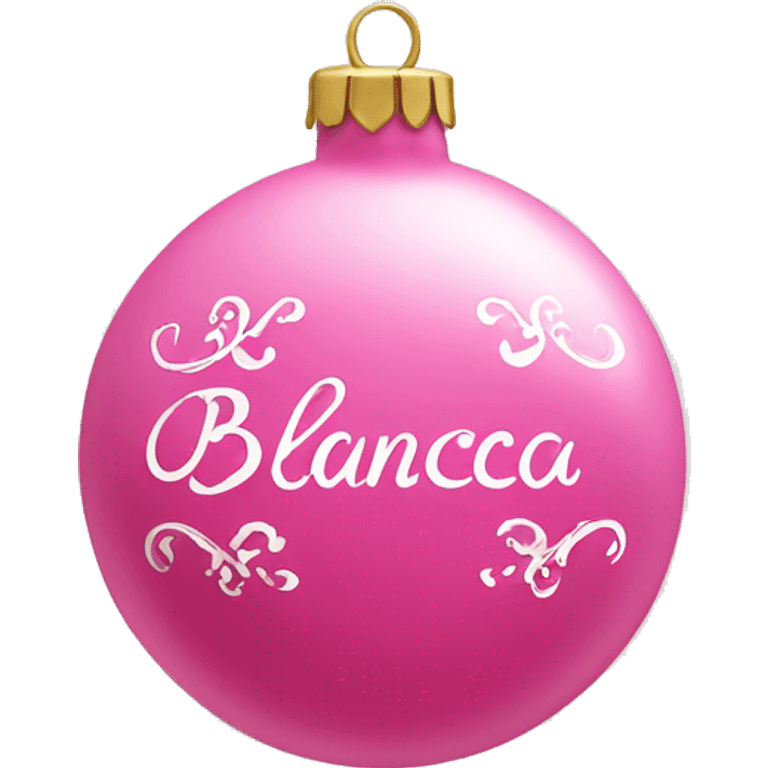 pink ornament with the name bianca on it in cursive emoji