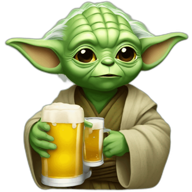 Yoda with beer emoji