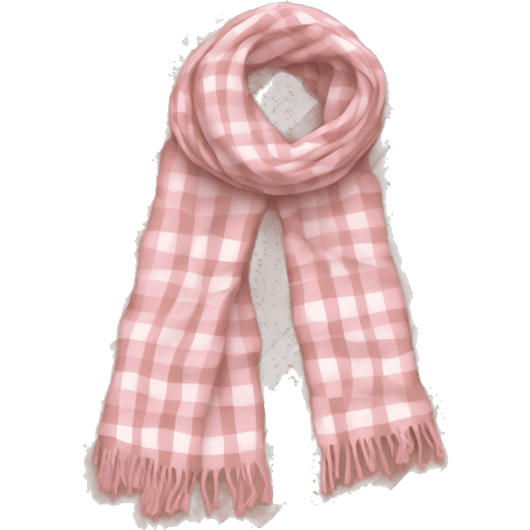 pastel pink and brown gingham scarf emoji