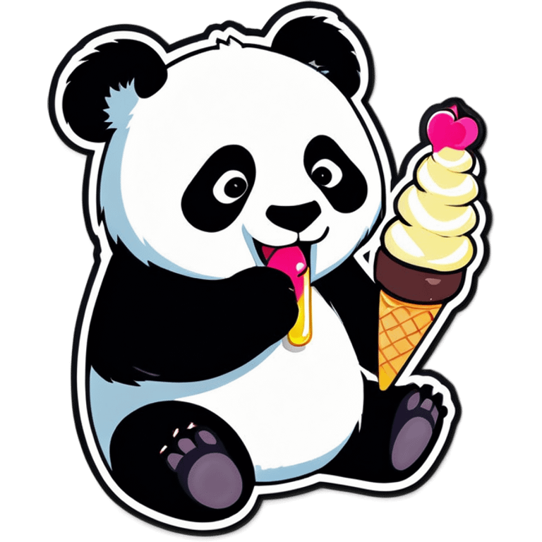 Panda eating ice cream emoji