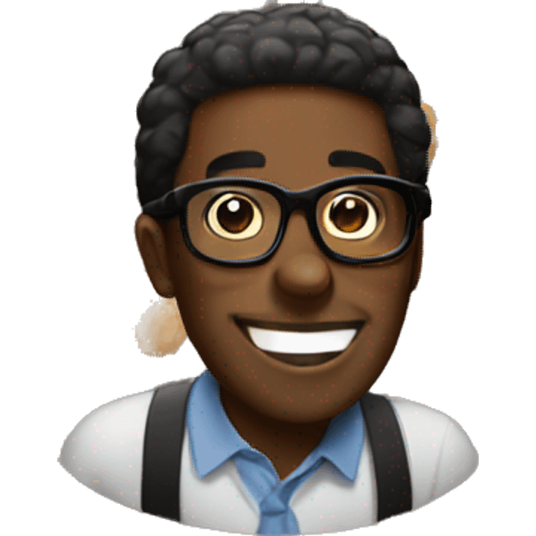 Black guy with glasses eating fried chicken emoji