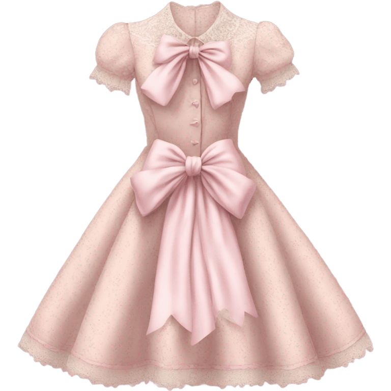 highly detailed pale pink Vintage bow dress with lace and florals  emoji