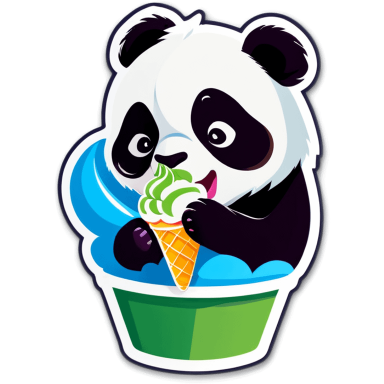 Panda eating ice cream emoji