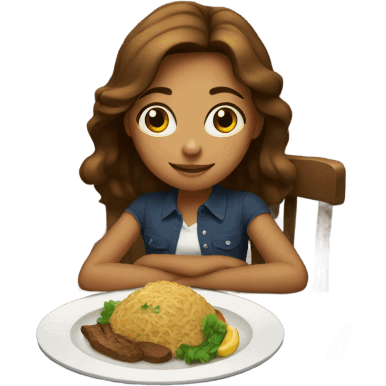 Brown hair Girl dinner emoji