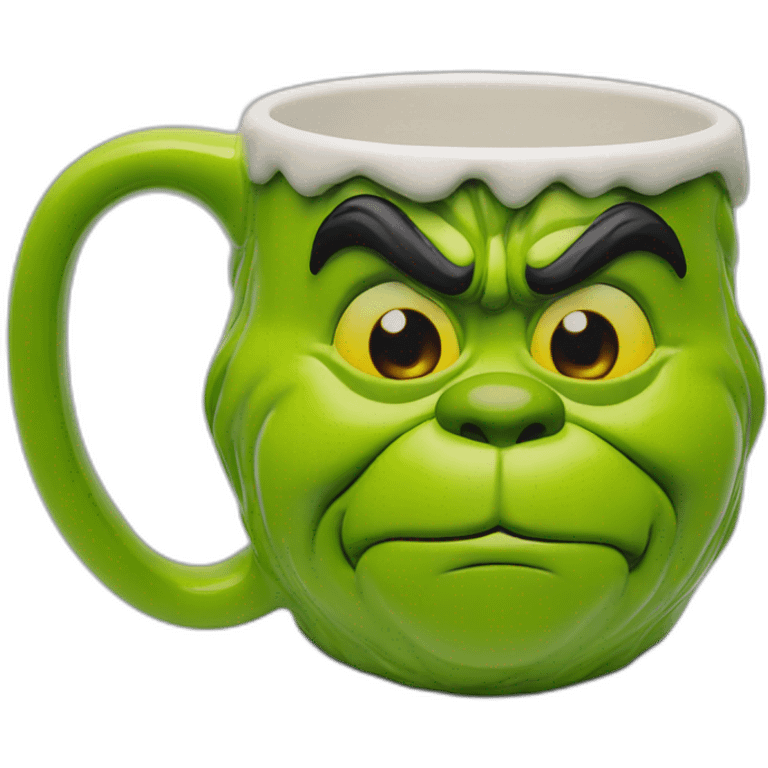 Grinch face shaped mug emoji