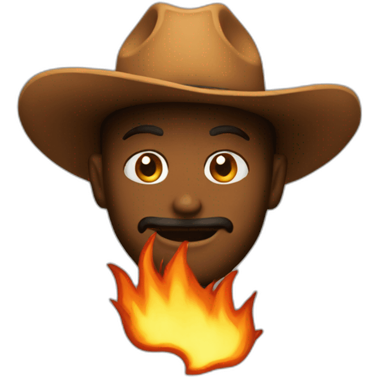 cowboy with a hat made out of fire emoji