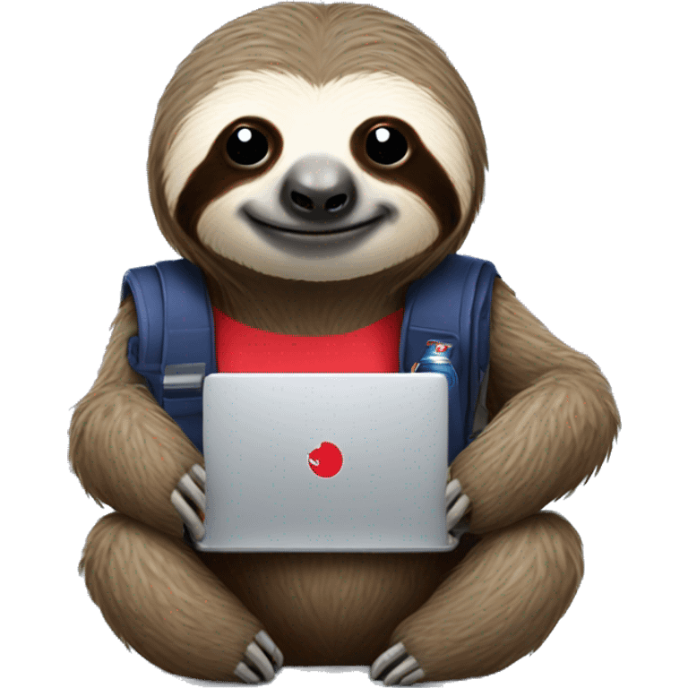 sloth with RedBull can and laptop emoji