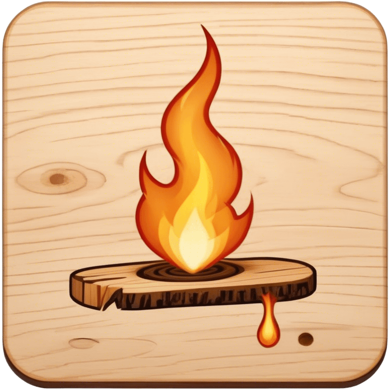 Wood burning icon, pyrography tool creating burn marks on wood, minimalistic style, clean lines, transparent background. emoji