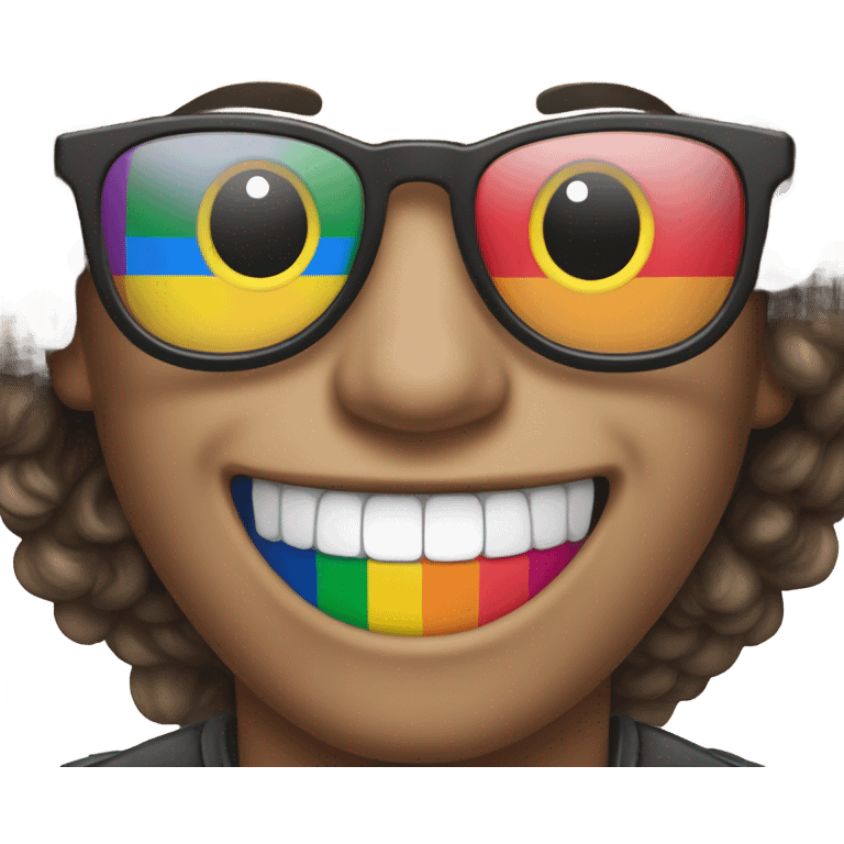 nerd emoji with tongue out and pride flag emoji