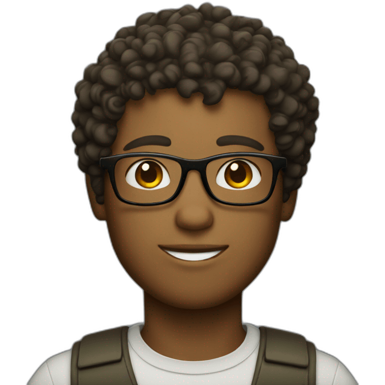 curly short hair man wearing square glasses emoji