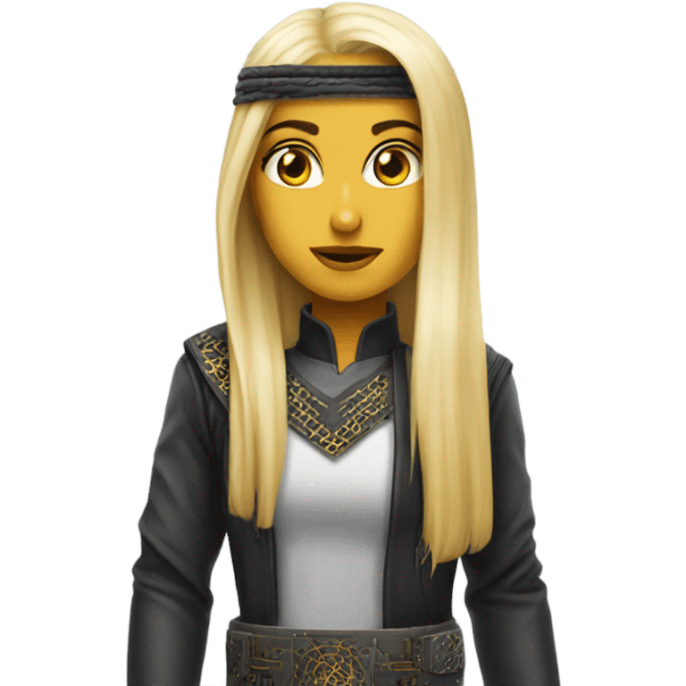 Long blonde hair Arab cyborg emoji