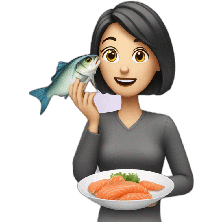 Lady eating fish  emoji