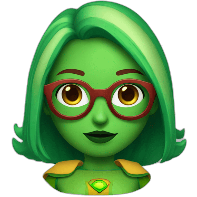 Martian Manhunter girl with glasses green skin emoji