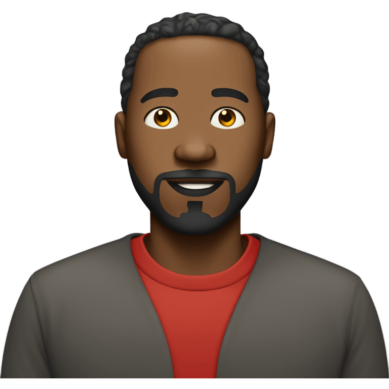 One eyed African American man with goatee and one singular bright red loc standing upright emoji