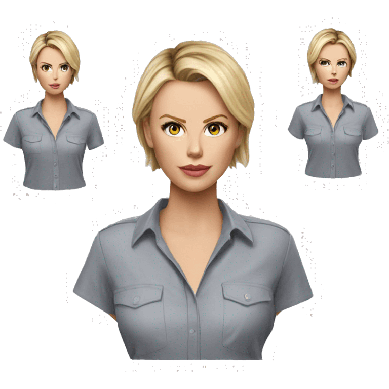 ultra realistic charlize theron wearing shirt emoji