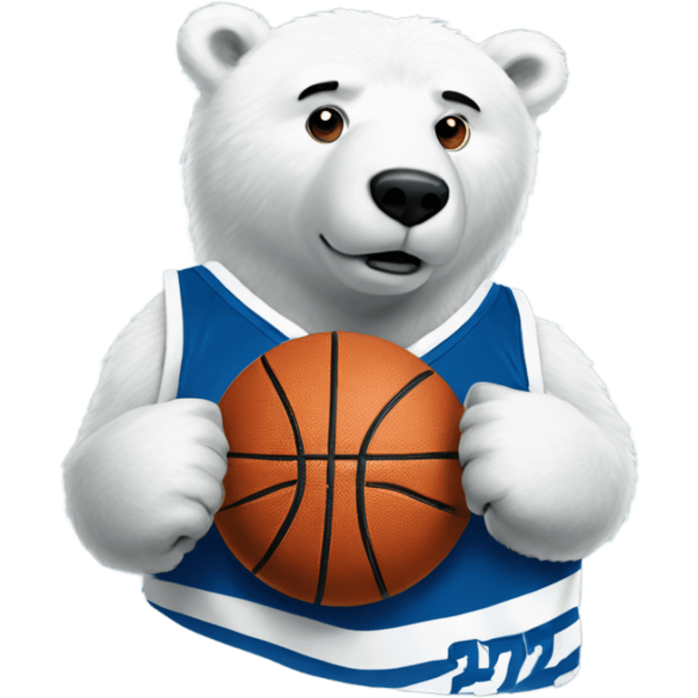 Polar bear with basketball wearing Fairmont #32 jersey emoji