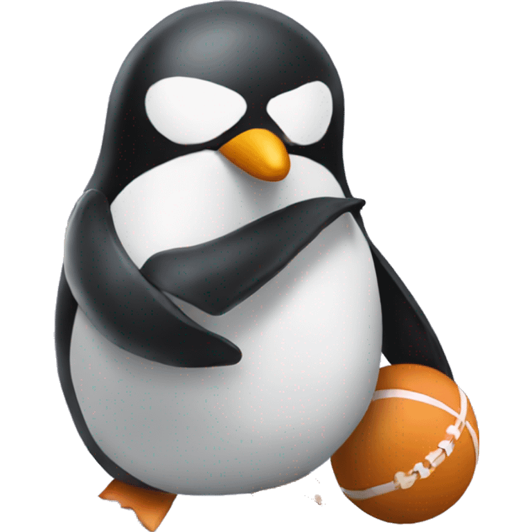 Penguin rolling a zaza emoji