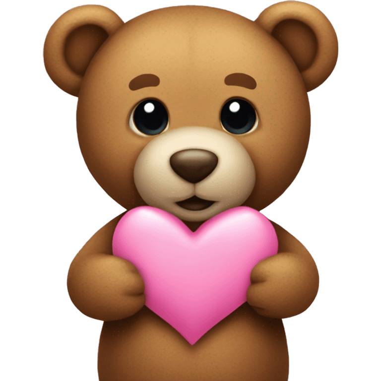 Teddy bear holding a pink heart  emoji