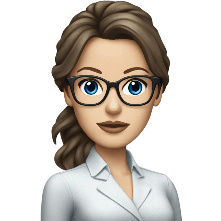 Lifelike Kate Beckinsale blue eyes wearing glasses in a business dress emoji