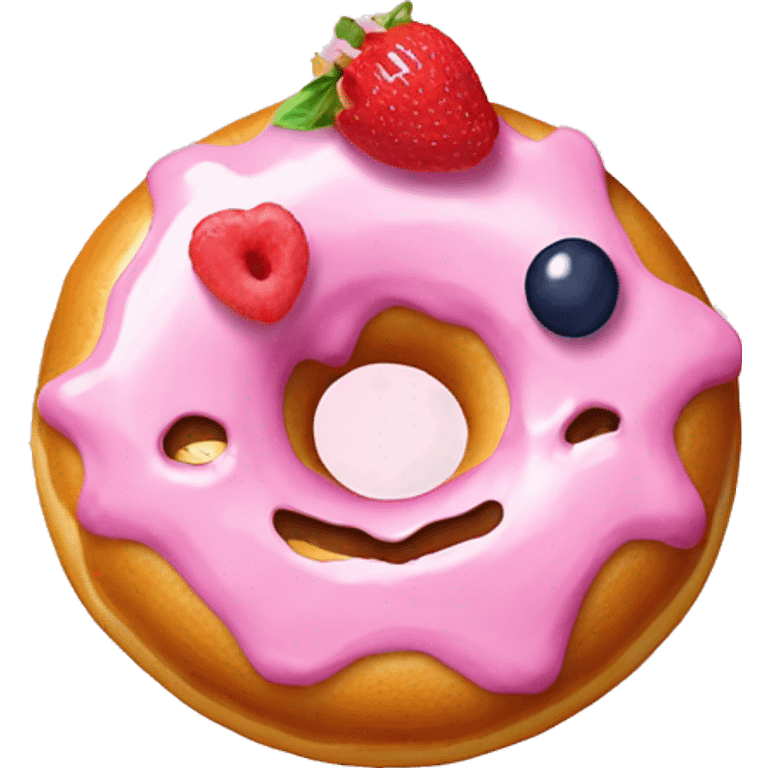 Donut with babypink glazed and fruit emoji