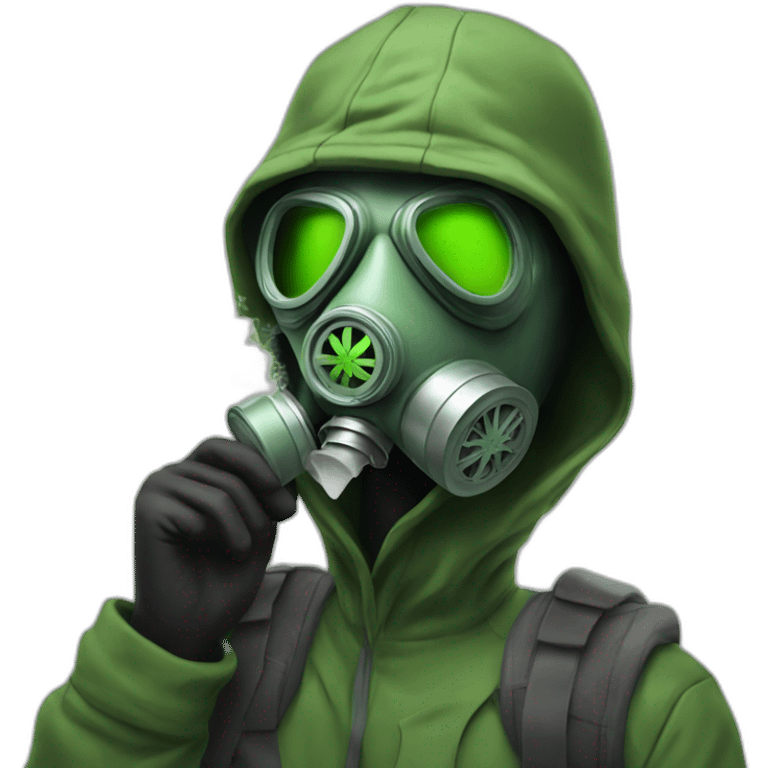 Gas mask guy smoking weed emoji