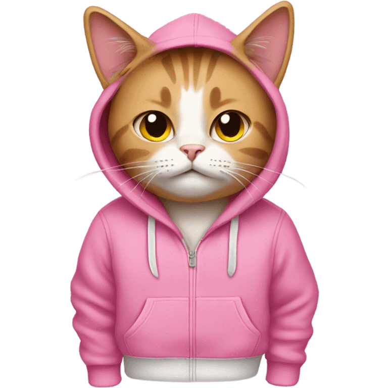 Cat wearing a pink hoodie emoji