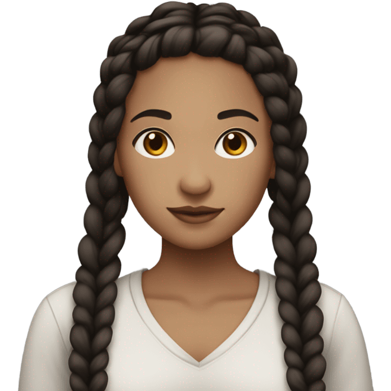 thick braid, black hair, white skin, brown eye, woman emoji