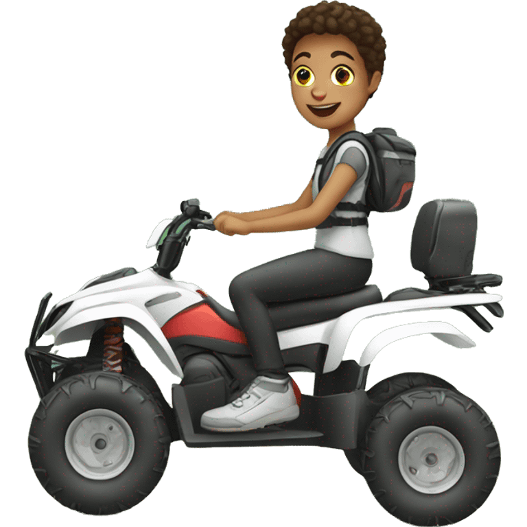 White teenager riding quad bike emoji