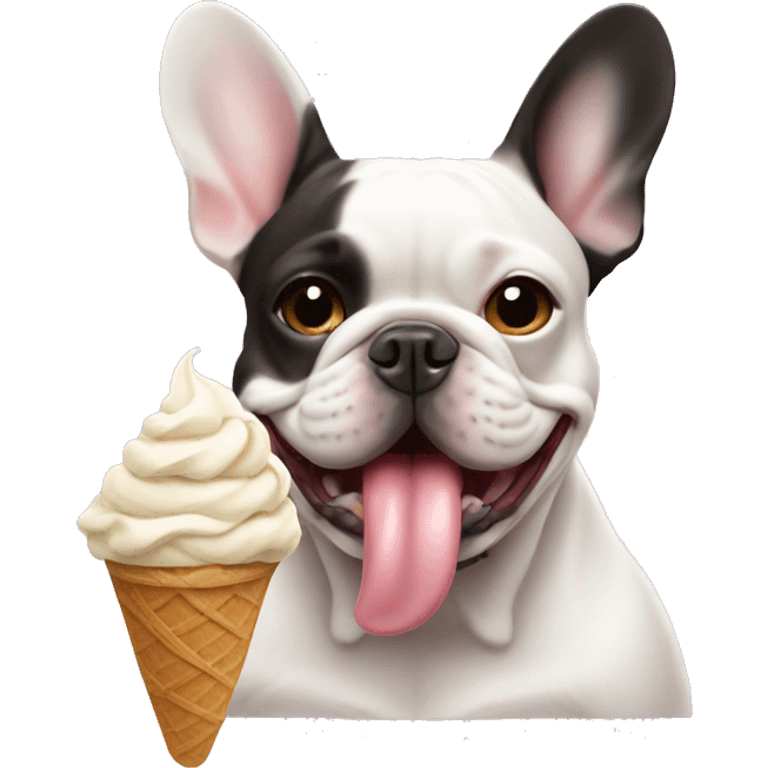 French bulldog eating ice cream emoji