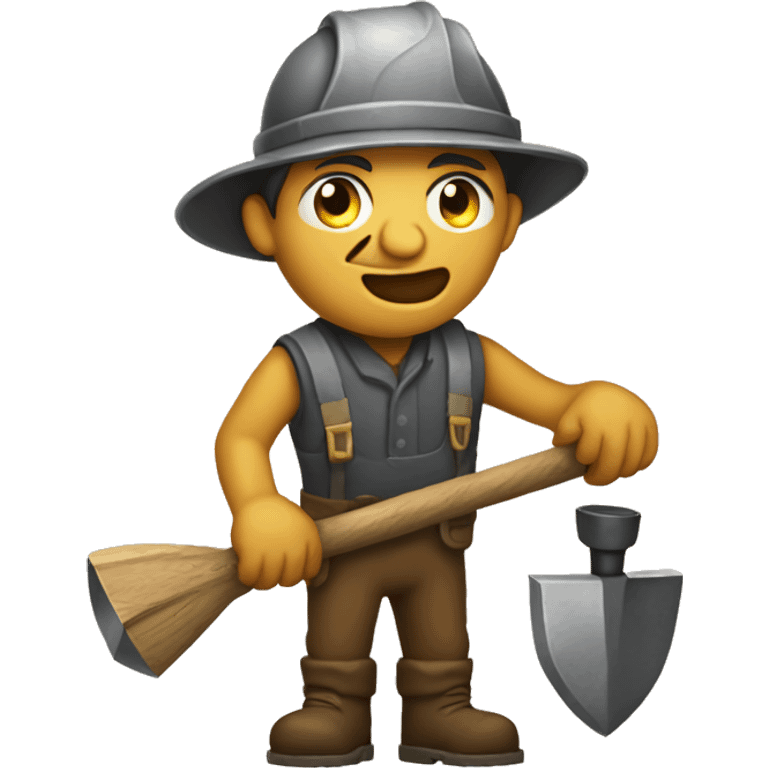 dusty miner with pickaxe in his hands emoji