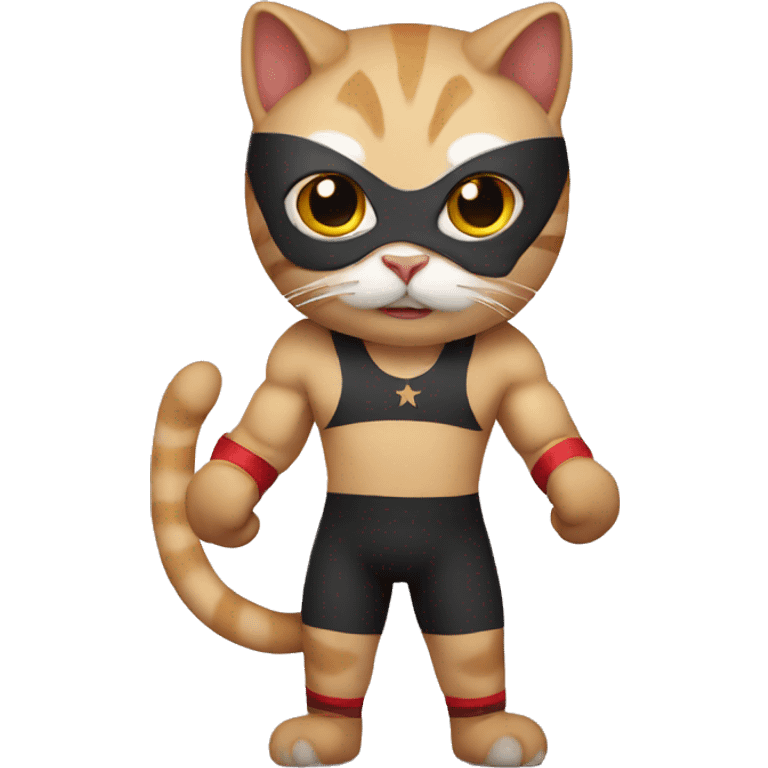 cat dressed as a professional wrestler emoji