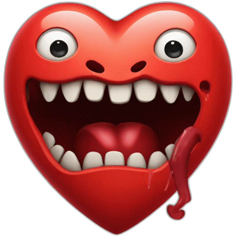 Red heart with scary monster mouth emoji