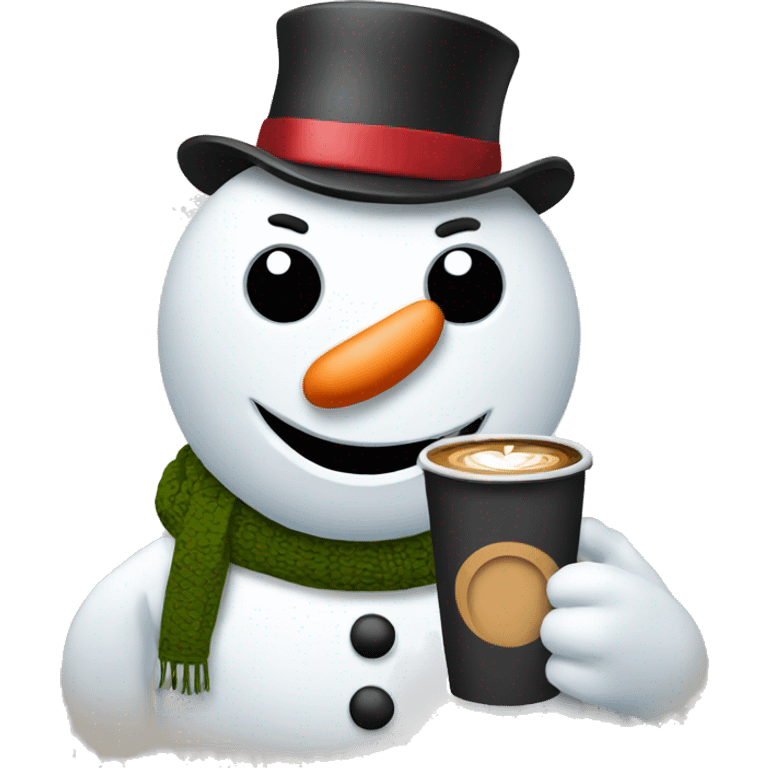 Snowman with a coffee  emoji