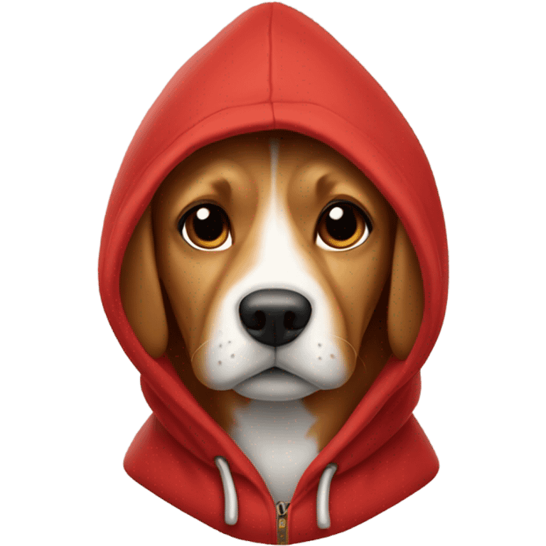 Dog wearing a red hoodie emoji