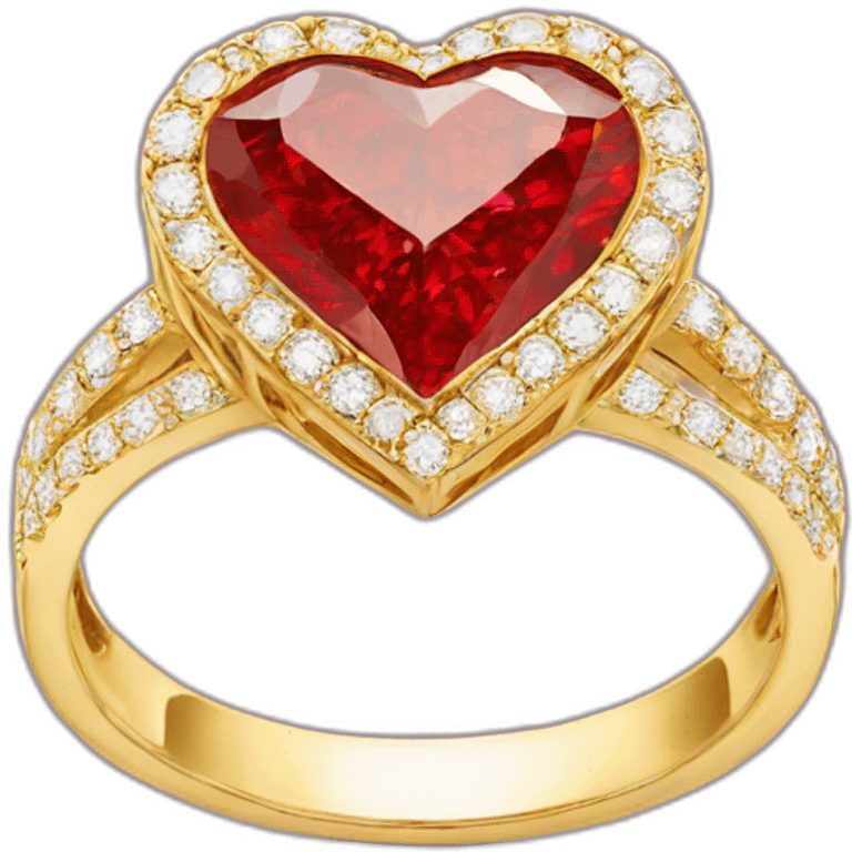 Red Diamond heart gold ring emoji