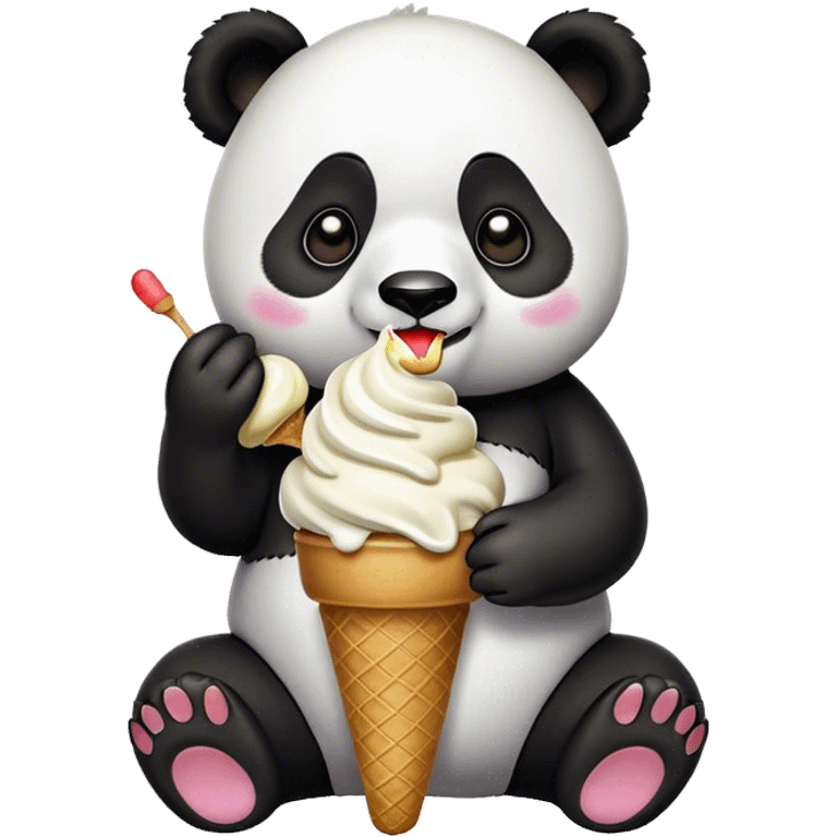 Panda eating ice cream emoji