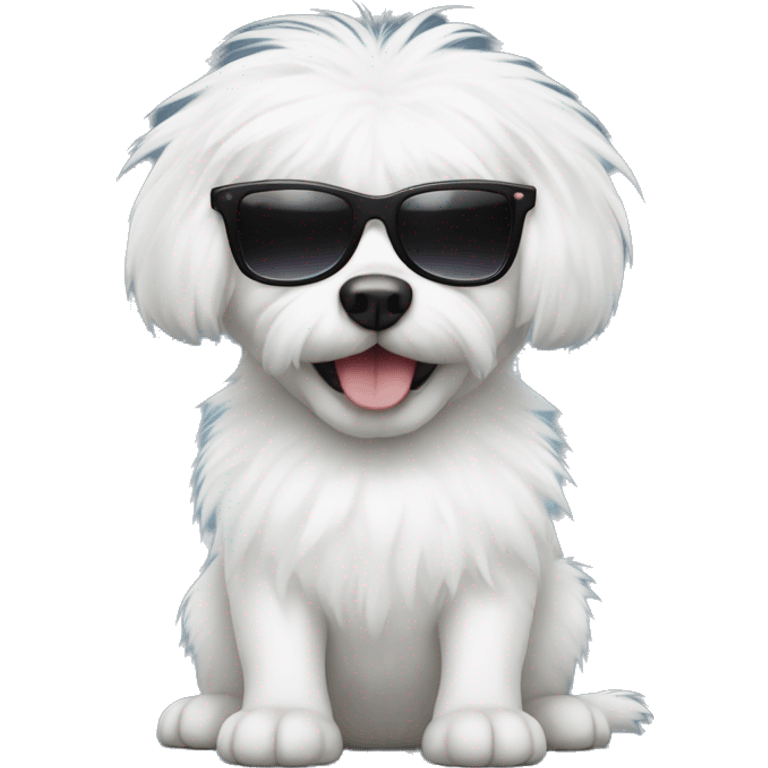 White furry Dog wearing sunglasses  emoji