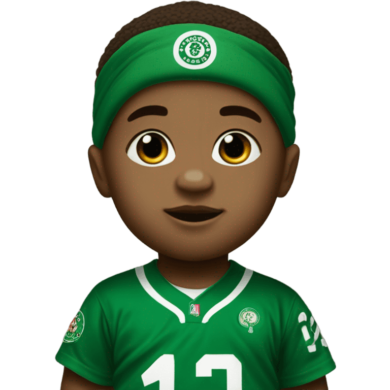 Baby wearing Celtics jersey emoji