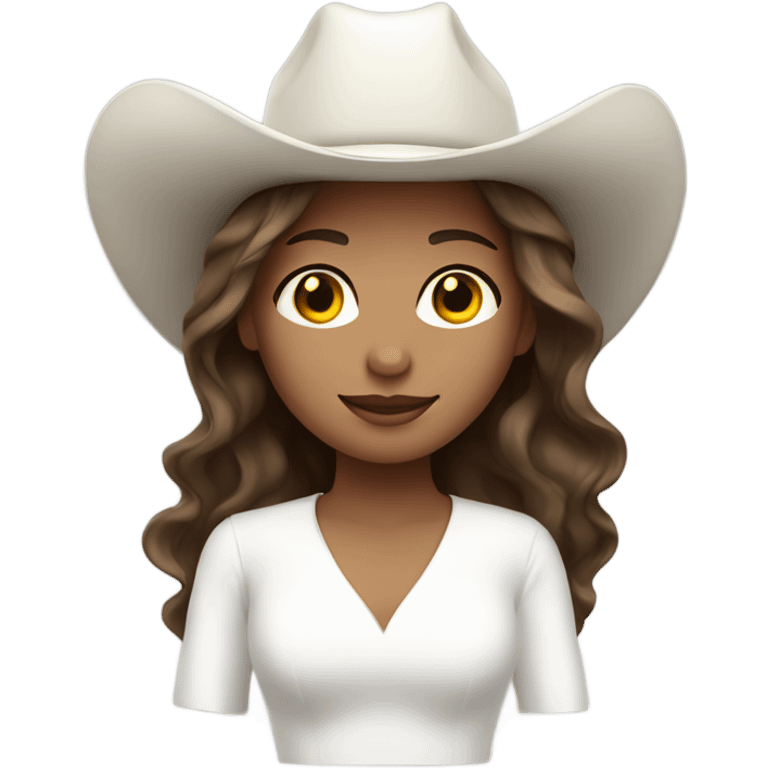 Bride with brown hair and light skin in a white cowboy hat emoji