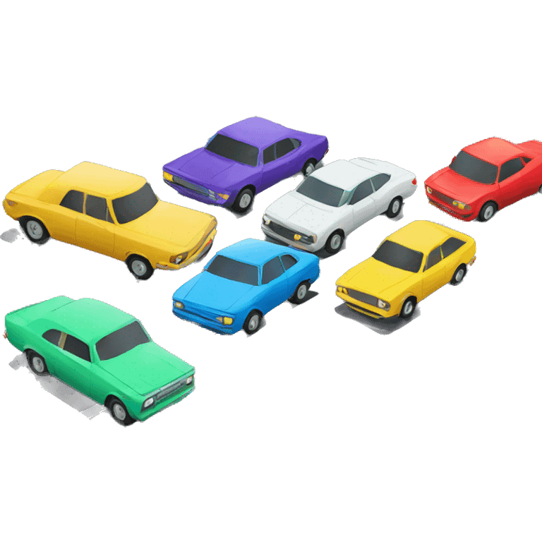 cars of different colors in a row on road emoji