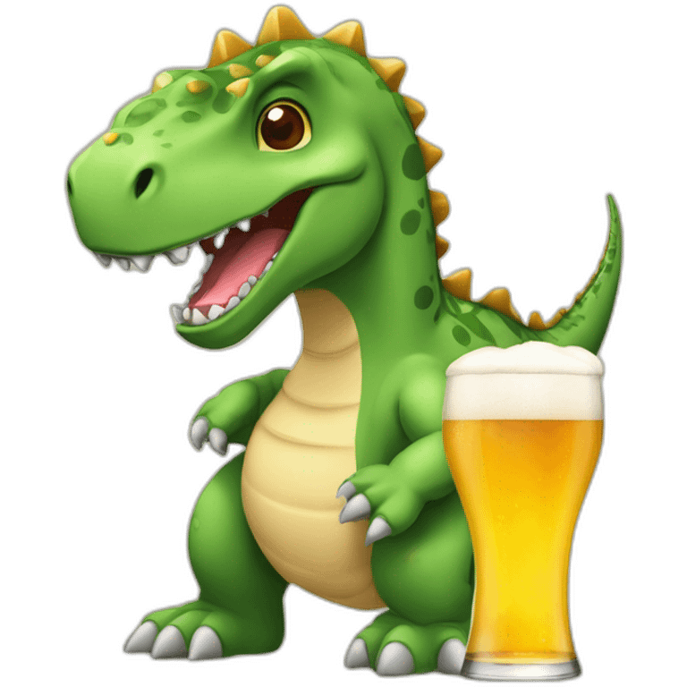 Dinosaure de dessin animé en train de boire une bière emoji