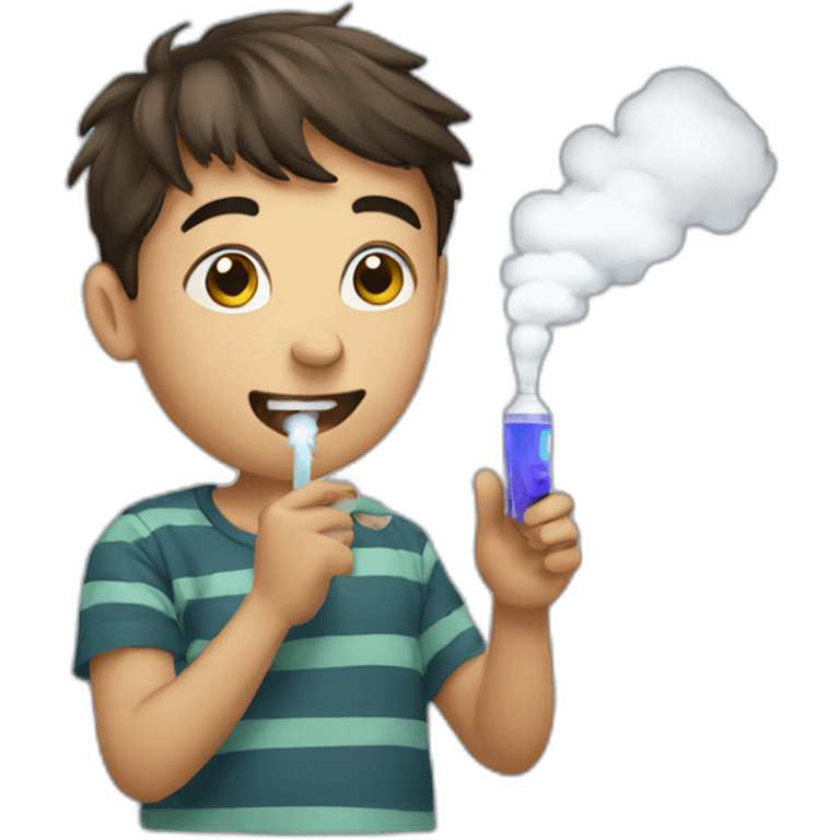 a boy using a vape emoji