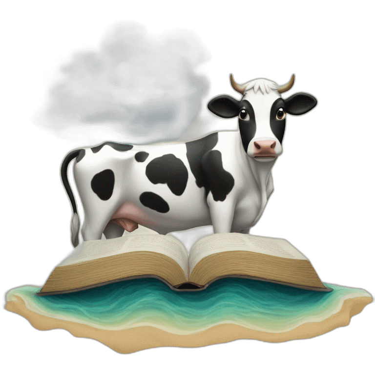 A lost cow in the sea of ​​knowledge emoji