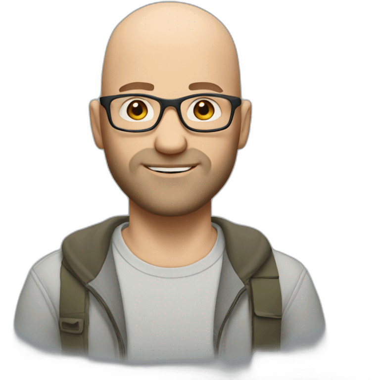 white bald man with glasses in casual clothes, with short beard emoji