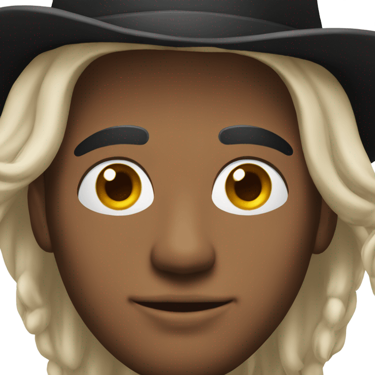 handsome male portrait in black hat emoji