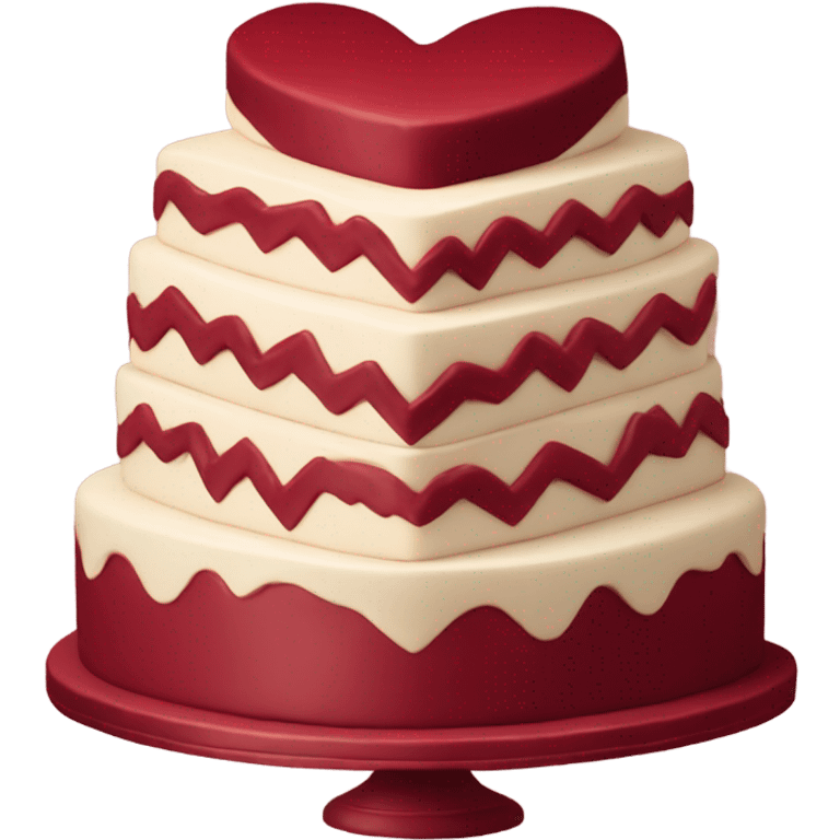 Vintage burgundy and red heart cake emoji