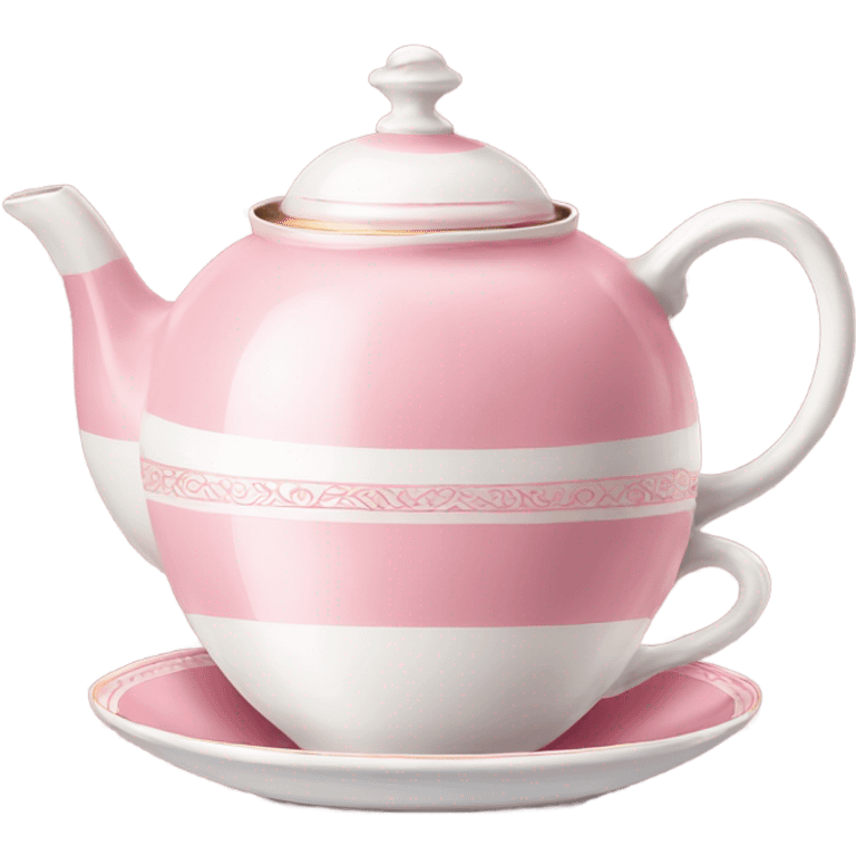 vintage elegant pink and white teapot and teacup emoji