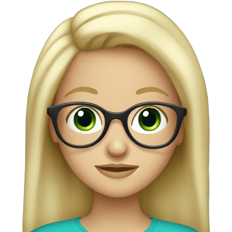 Blonde girl with glasses and blue/green eyes  emoji