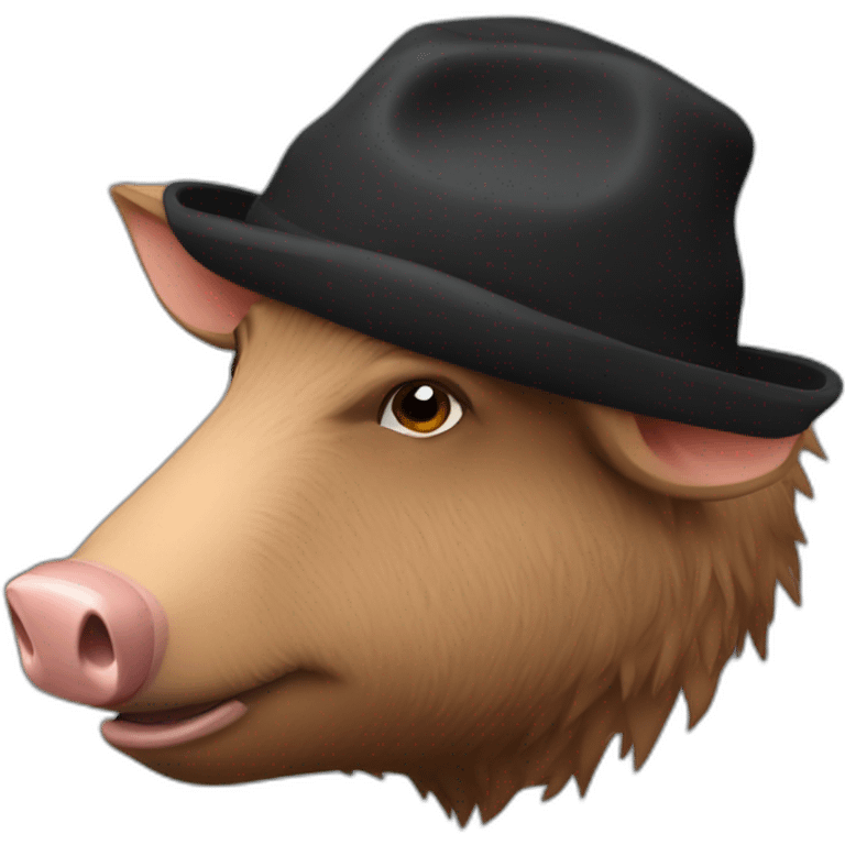 profile really sad brown boar in black common winter hat emoji