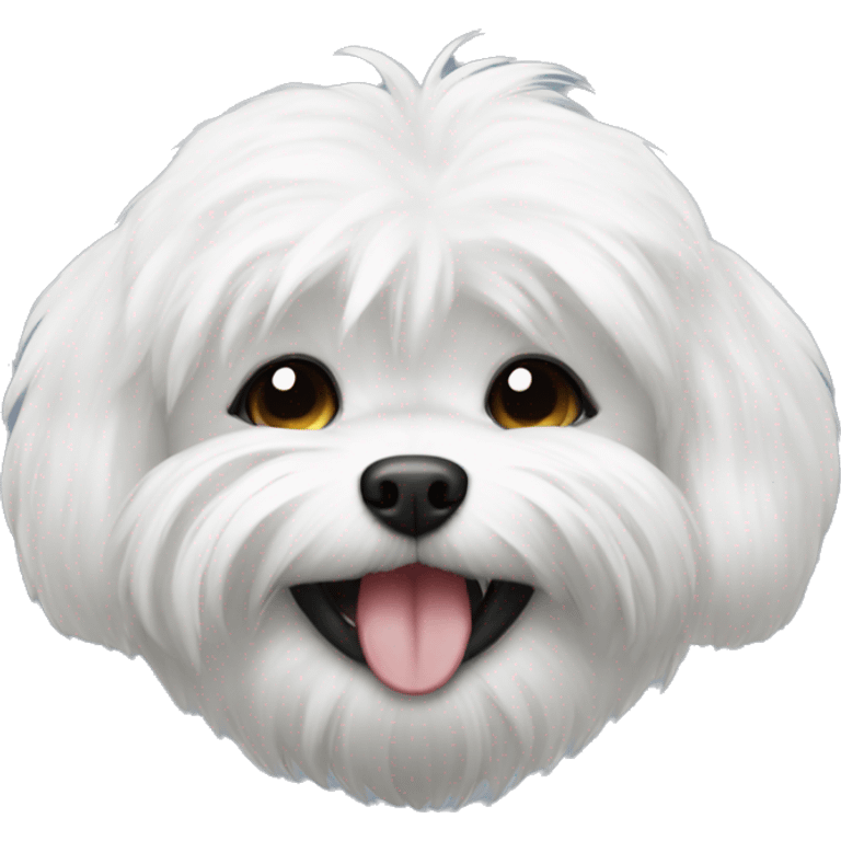 black shitzu dog with chest white fur laughing  emoji